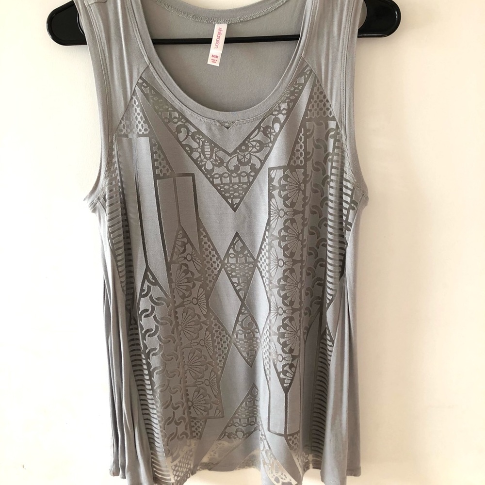 Soft Blue-Gray Tank with See-Through Design